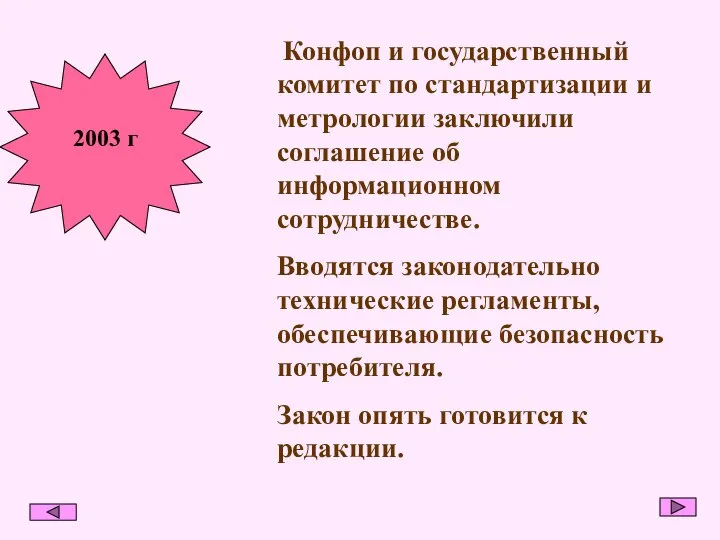 2003 г Конфоп и государственный комитет по стандартизации и метрологии заключили