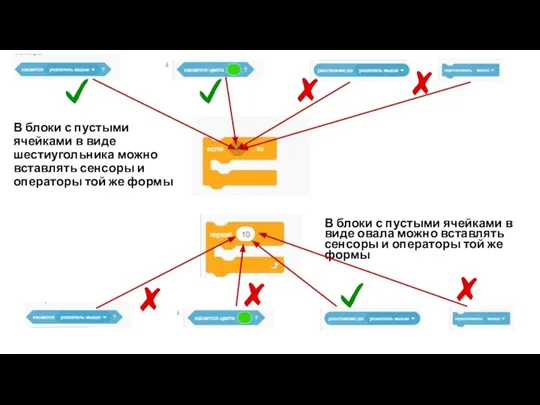 В блоки с пустыми ячейками в виде шестиугольника можно вставлять сенсоры