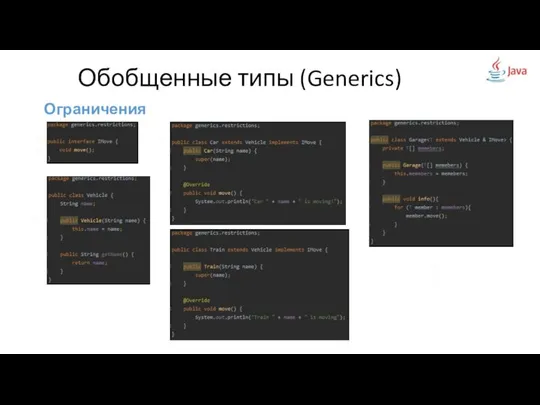 Ограничения Обобщенные типы (Generics) 3 2 1 4 5