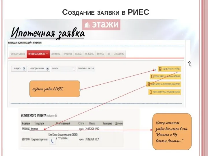 Создание заявки в РИЕС