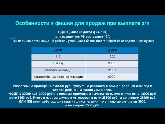 Особенности и фишки для продаж при выплате з/п НДФЛ (налог на