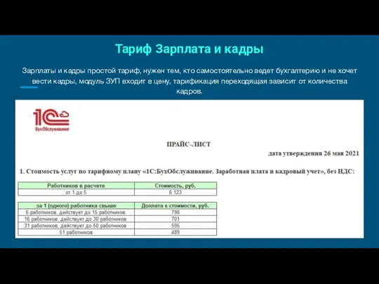 Тариф Зарплата и кадры Зарплаты и кадры простой тариф, нужен тем,