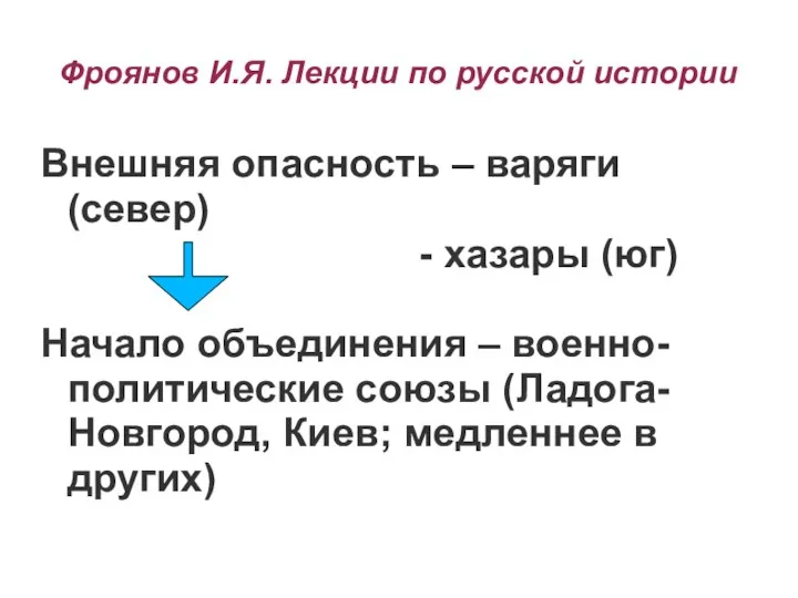 Фроянов И.Я. Лекции по русской истории Внешняя опасность – варяги (север)