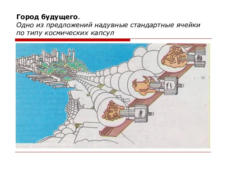 Город будущего. Одно из предложений надувные стандартные ячейки по типу космических капсул