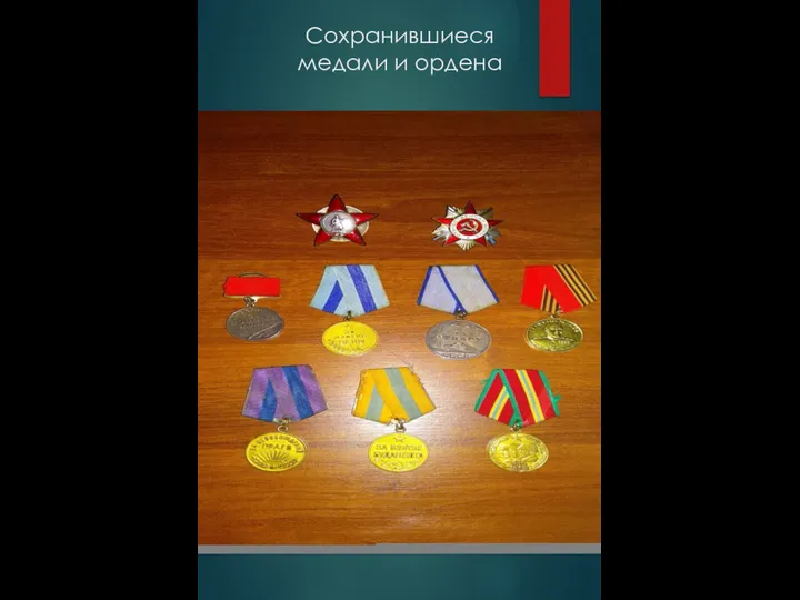 Сохранившиеся медали и ордена