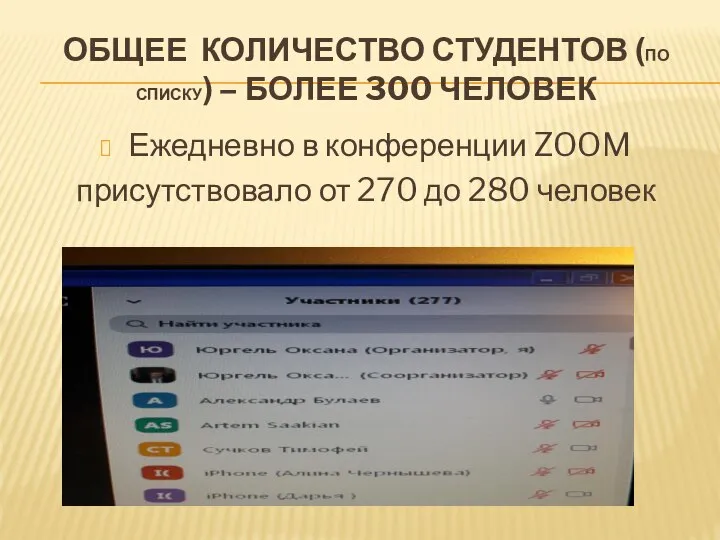 ОБЩЕЕ КОЛИЧЕСТВО СТУДЕНТОВ (ПО СПИСКУ) – БОЛЕЕ 300 ЧЕЛОВЕК Ежедневно в