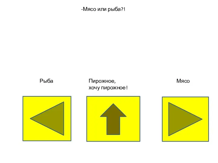 -Мясо или рыба?! Рыба Пирожное, хочу пирожное! Мясо