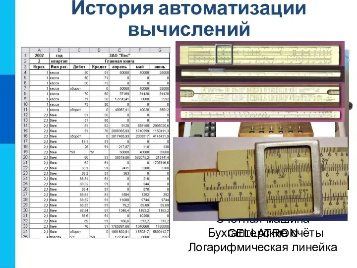 История автоматизации вычислений Бухгалтерские счёты Счётная машина CELLATRON Арифмометр Феликс Механическая