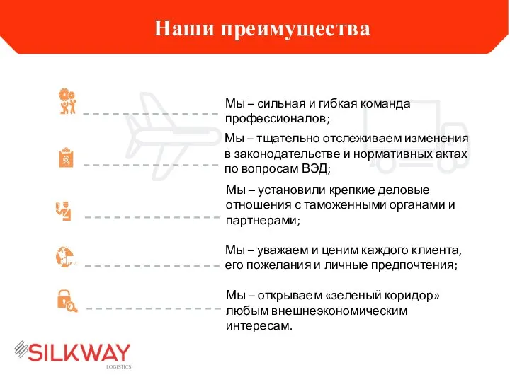 Наши преимущества Мы – открываем «зеленый коридор» любым внешнеэкономическим интересам. Мы