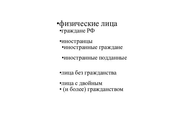 физические лица граждане РФ иностранцы иностранные граждане иностранные подданные лица без