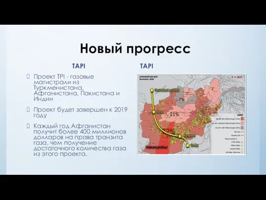 Новый прогресс TAPI Проект TPI - газовые магистрали из Туркменистана, Афганистана,