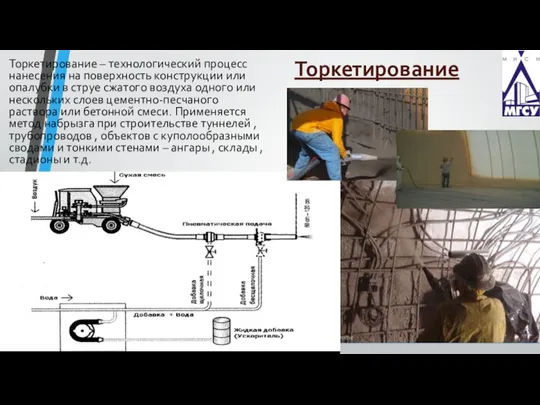 Торкетирование Торкетирование – технологический процесс нанесения на поверхность конструкции или опалубки