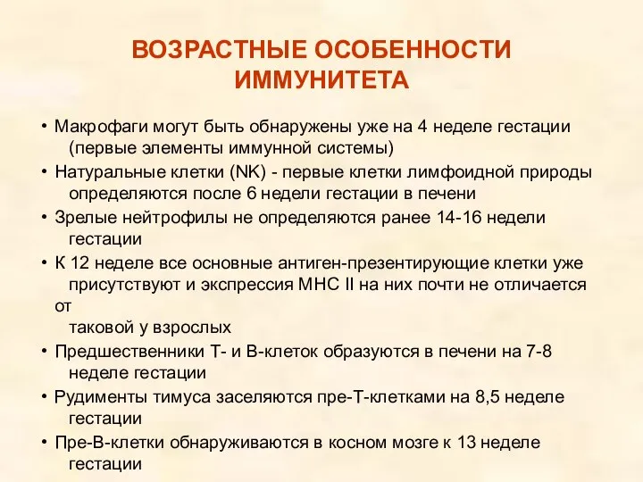 Макрофаги могут быть обнаружены уже на 4 неделе гестации (первые элементы