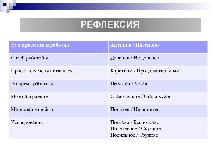 РЕФЛЕКСИЯ