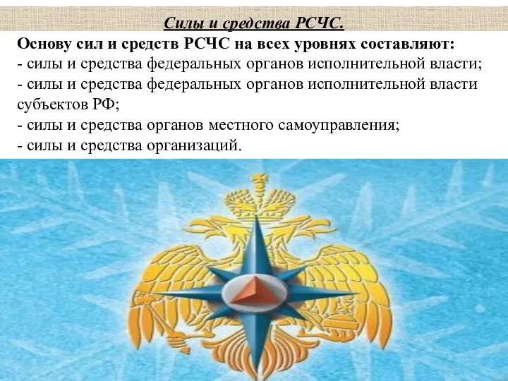 Силы и средства РСЧС. Основу сил и средств РСЧС на всех