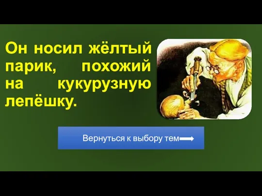 Он носил жёлтый парик, похожий на кукурузную лепёшку.