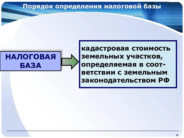 Порядок определения налоговой базы