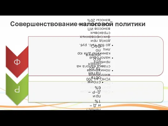 Совершенствование налоговой политики