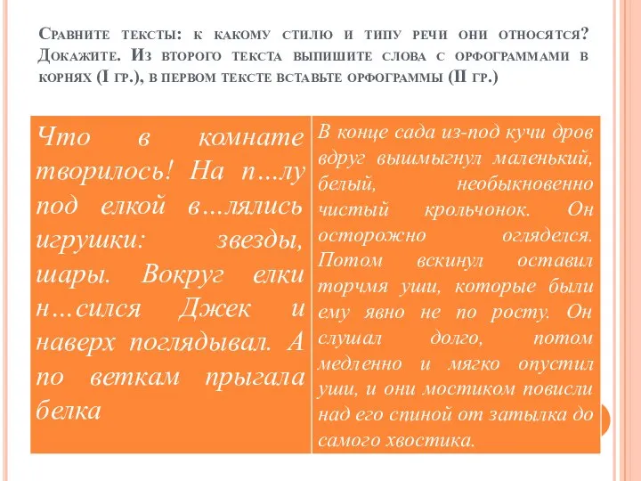 Сравните тексты: к какому стилю и типу речи они относятся? Докажите.