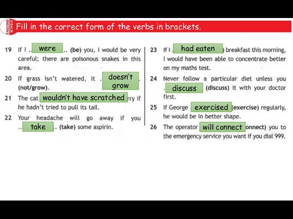 Fill in the correct form of the verbs in brackets. were