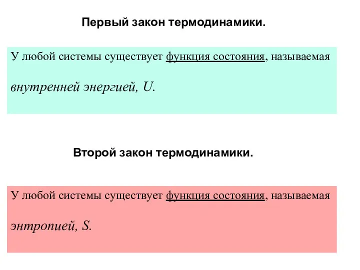 Первый закон термодинамики. У любой системы существует функция состояния, называемая внутренней