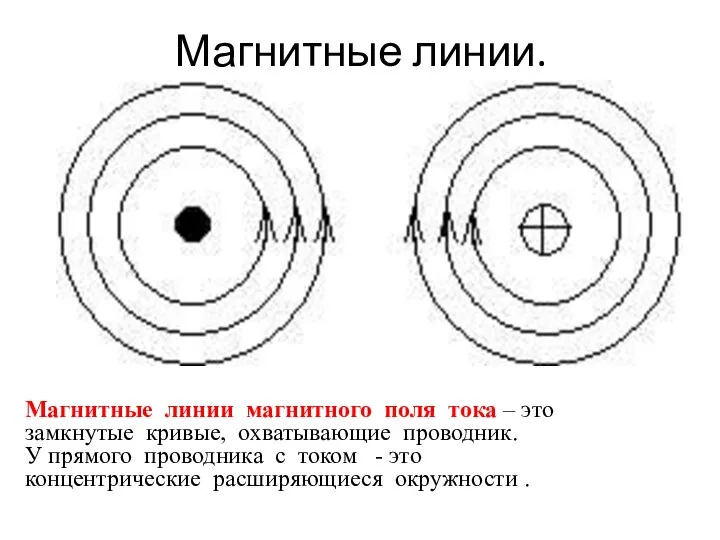 Магнитные линии. Магнитные линии магнитного поля тока – это замкнутые кривые,