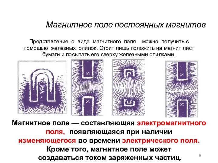 Магнитное поле постоянных магнитов Магнитное поле — составляющая электромагнитного поля, появляющаяся