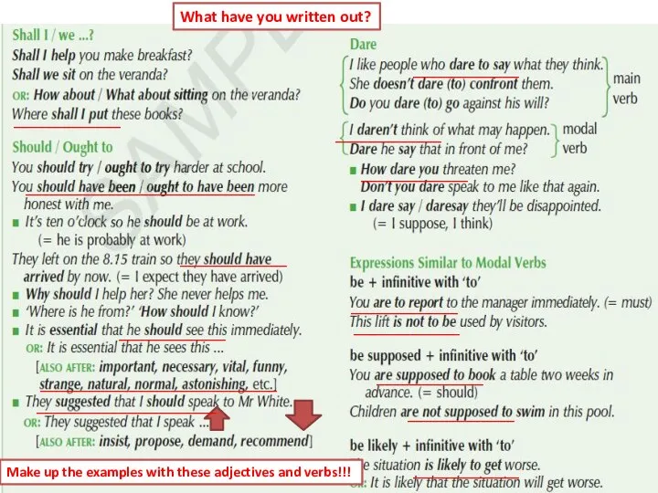 What have you written out? _____________ _____________ _____________ _____________________________ _____________ _____________