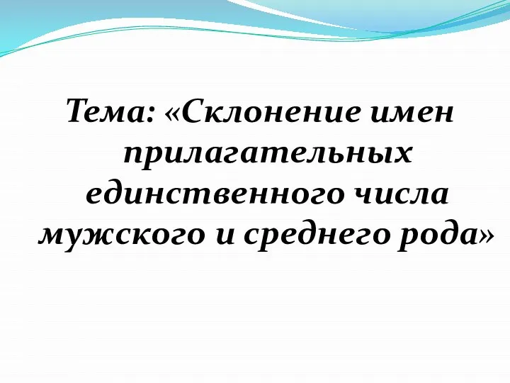 Тема: «Склонение имен прилагательных единственного числа мужского и среднего рода»