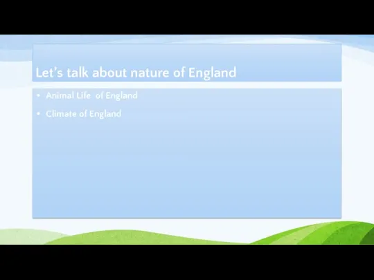 Let’s talk about nature of England Animal Life of England Climate of England