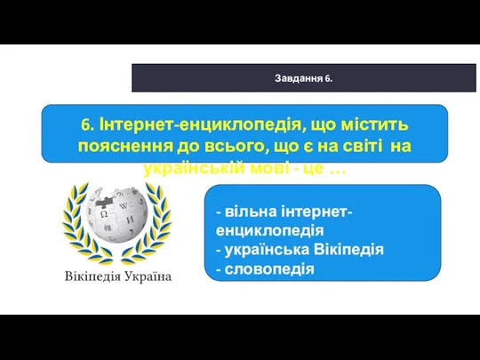 29.01.2022 Сьогодні Завдання 6. - вільна інтернет-енциклопедія - українська Вікіпедія -