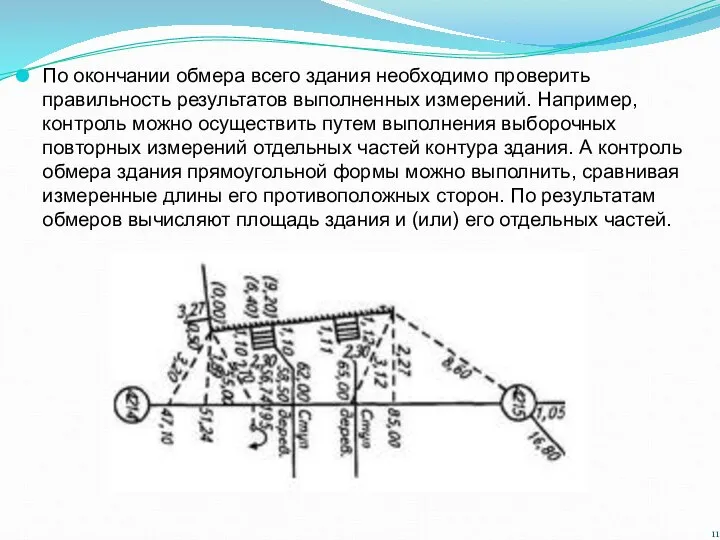 По окончании обмера всего здания необходимо проверить правильность результатов выполненных измерений.