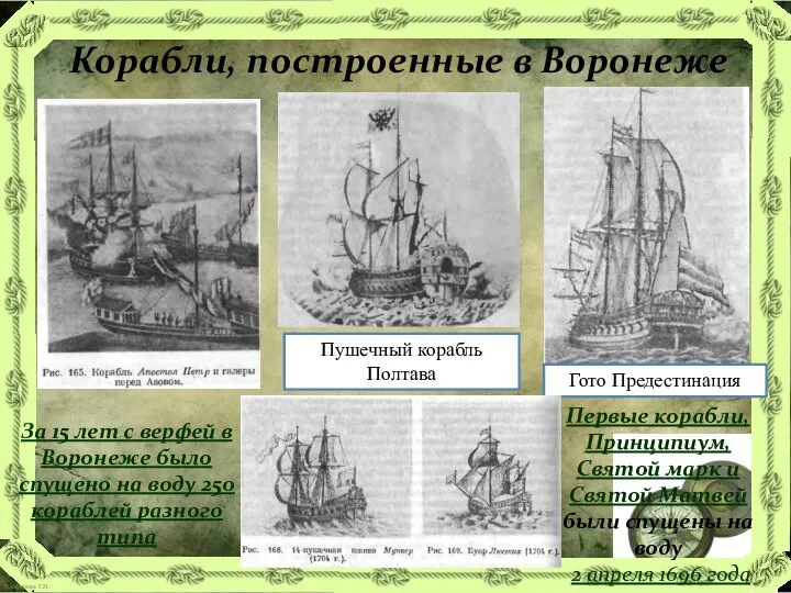 Корабли, построенные в Воронеже Гото Предестинация Пушечный корабль Полтава За 15