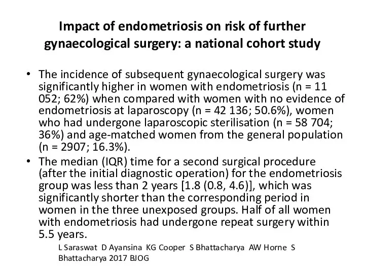 Impact of endometriosis on risk of further gynaecological surgery: a national