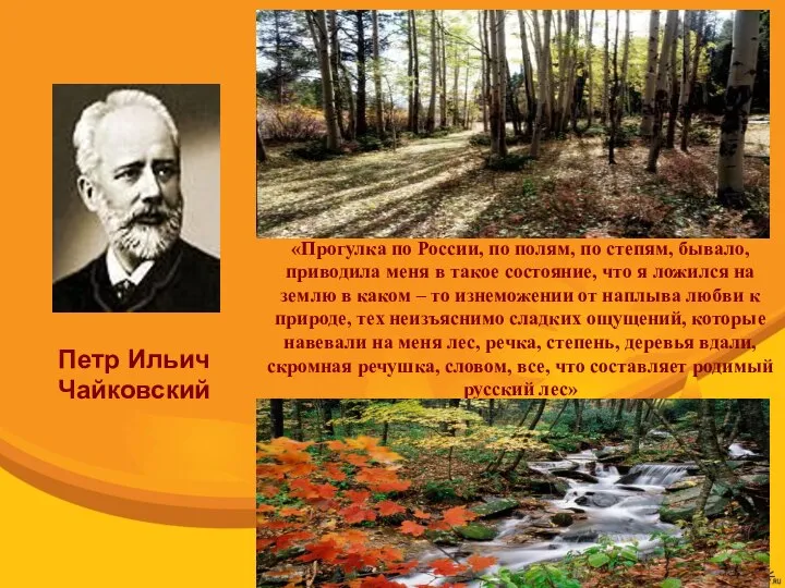 Петр Ильич Чайковский «Прогулка по России, по полям, по степям, бывало,