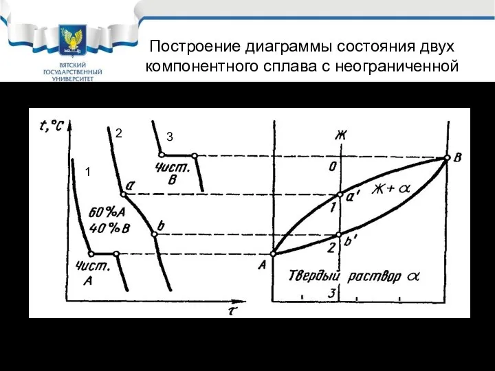 Построение диаграммы состояния двух компонентного сплава с неограниченной растворимостью компонентов друг