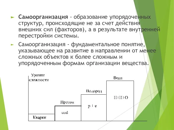 Самоорганизация - образование упорядоченных структур, происходящие не за счет действия внешних