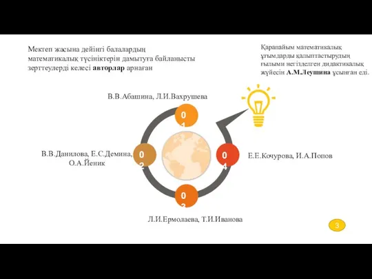 01 02 03 04 Мектеп жасына дейінгі балалардың математикалық түсініктерін дамытуға