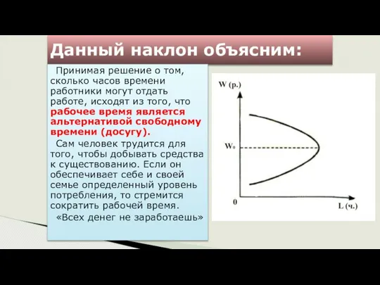 Данный наклон объясним: Принимая решение о том, сколько часов времени работники