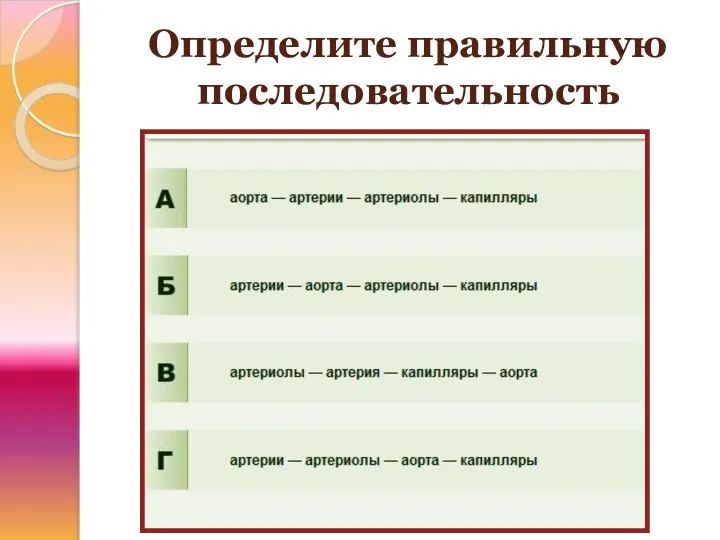 Определите правильную последовательность