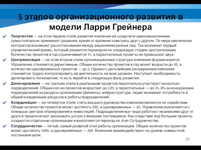 5 этапов организационного развития в модели Ларри Грейнера Творчество — на