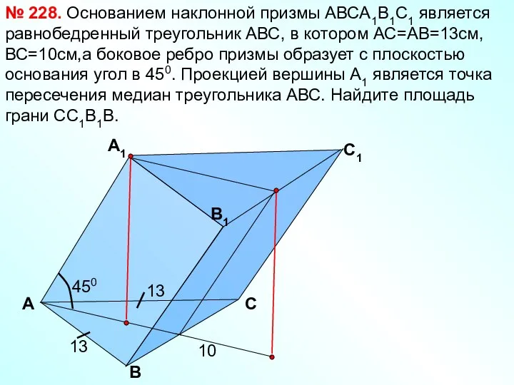 А B C1 B1 А1 C Основанием наклонной призмы АВСА1В1С1 является