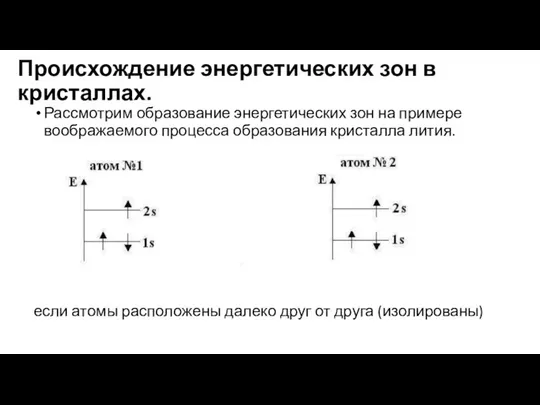 Происхождение энергетических зон в кристаллах. Рассмотрим образование энергетических зон на примере