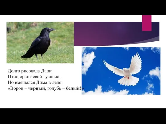 Долго рисовала Даша Птиц оранжевой гуашью, Но вмешался Дима в дело: