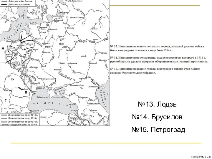 №13. Лодзь №14. Брусилов №15. Петроград