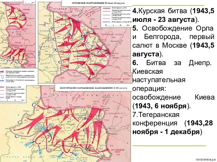 4.Курская битва (1943,5 июля - 23 августа). 5. Освобождение Орла и