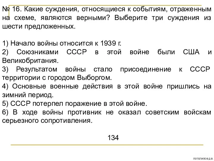 № 16. Какие суждения, относящиеся к событиям, отраженным на схеме, являются