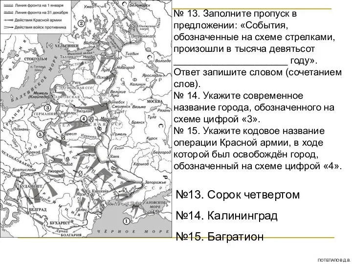 № 13. Заполните пропуск в предложении: «События, обозначенные на схеме стрелками,