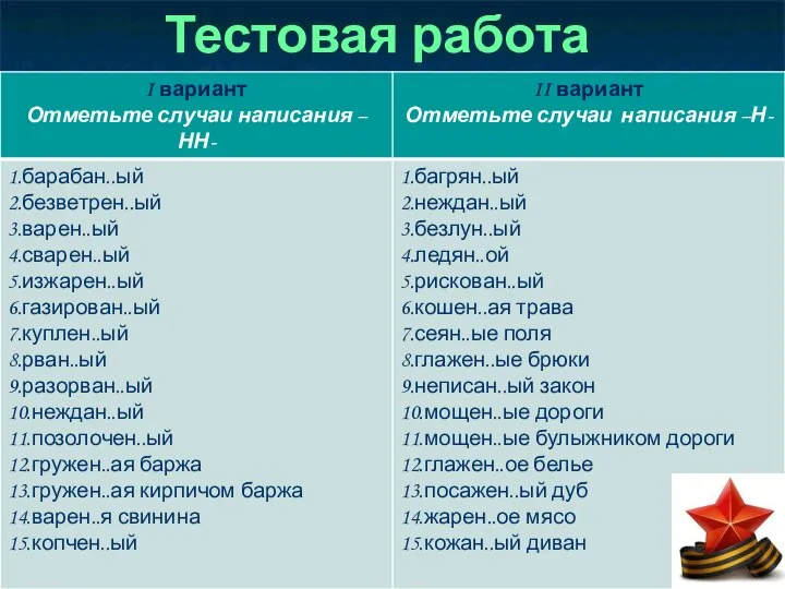 Тестовая работа