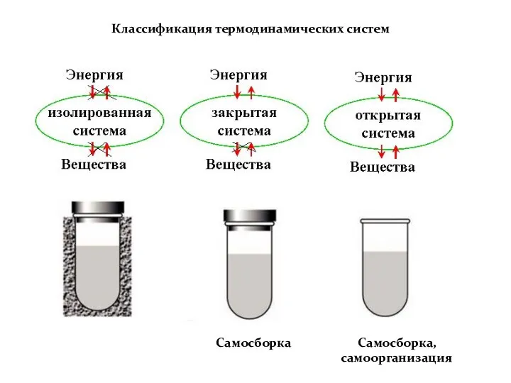 Классификация термодинамических систем Самосборка Самосборка, самоорганизация